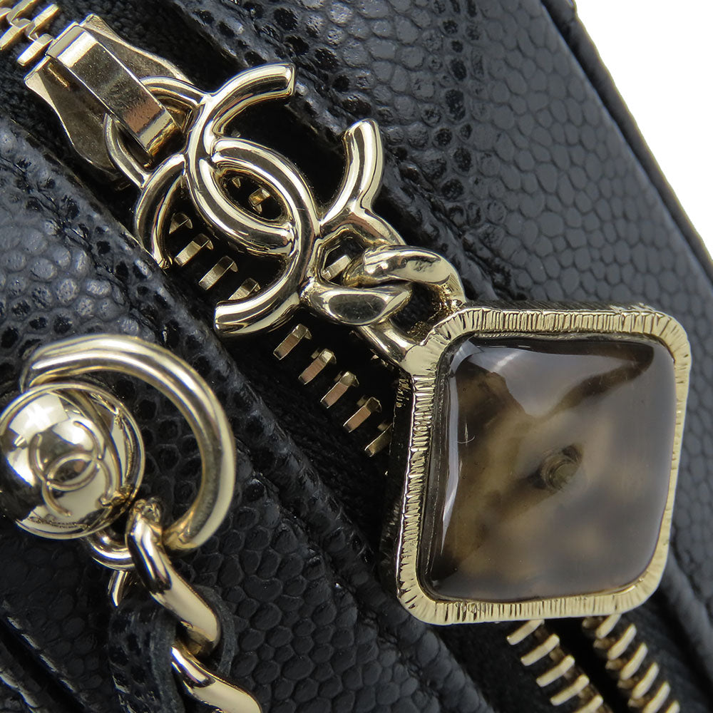 CHANEL Shoulder Bag leather black Women Used Authentic