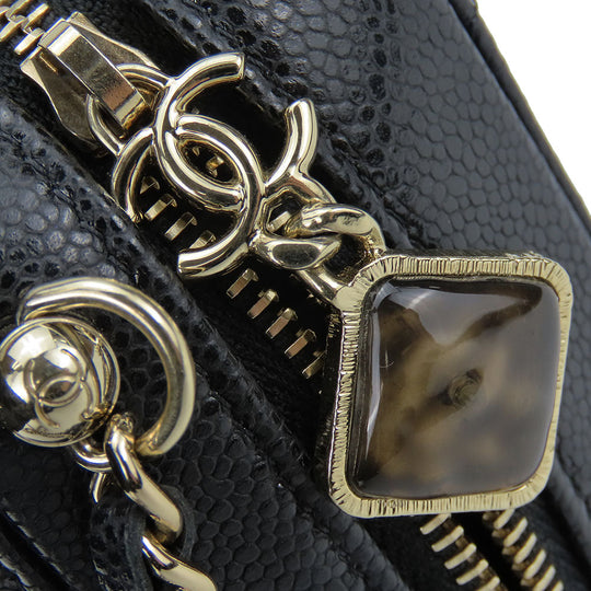 CHANEL Shoulder Bag leather black Women Used Authentic