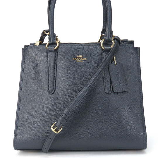 COACH Handbag F14928 leather Navy Crosby Carryall Women Used Authentic