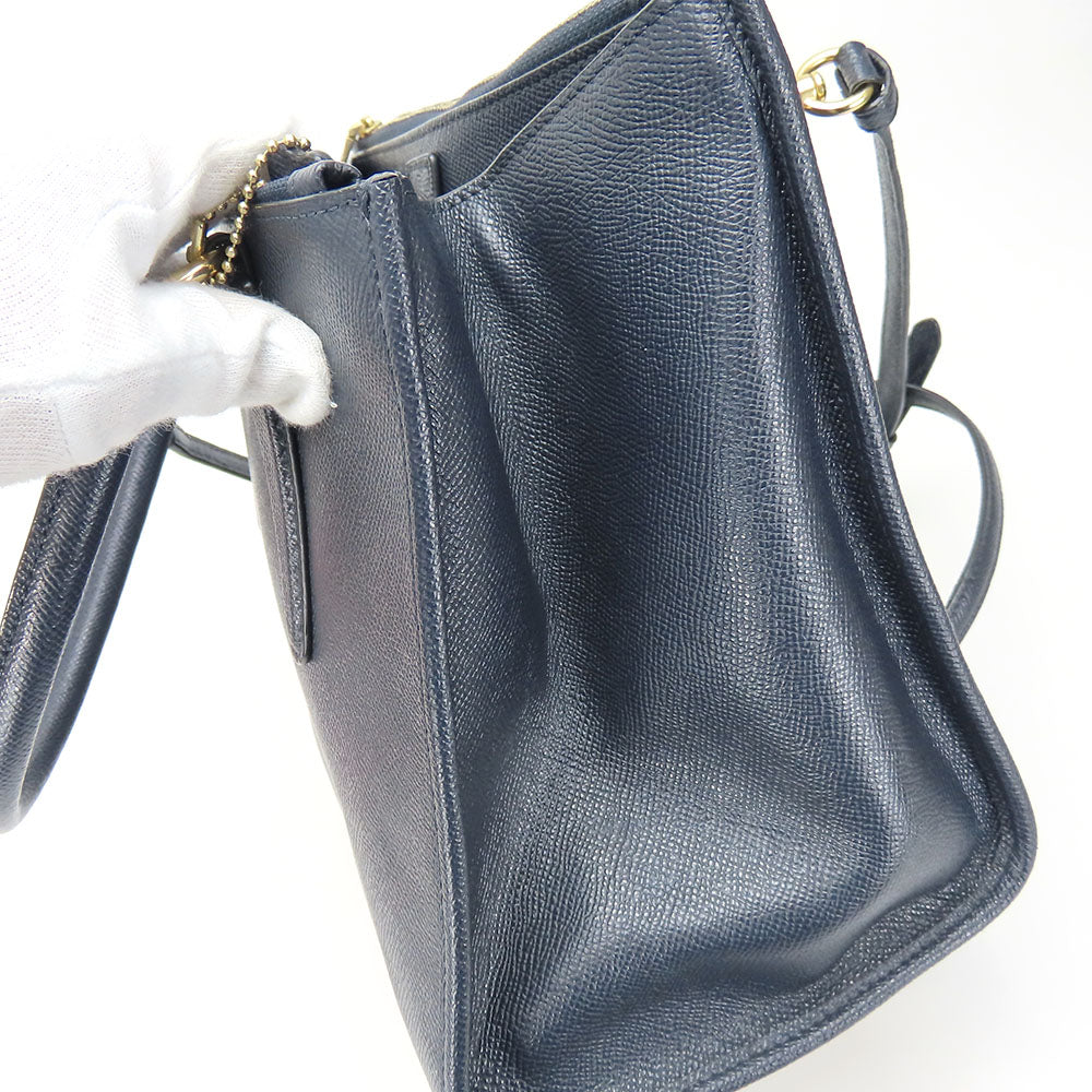 COACH Handbag F14928 leather Navy Crosby Carryall Women Used Authentic