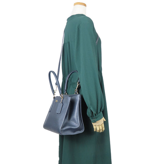 COACH Handbag F14928 leather Navy Crosby Carryall Women Used Authentic