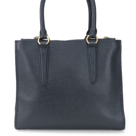 COACH Handbag F14928 leather Navy Crosby Carryall Women Used Authentic