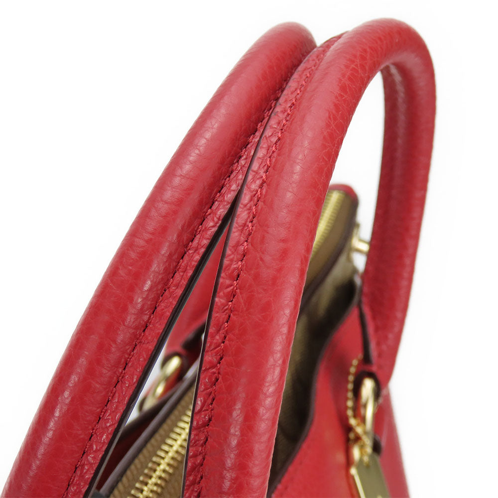 COACH Handbag F84428 leather Red Signature Women Used Authentic