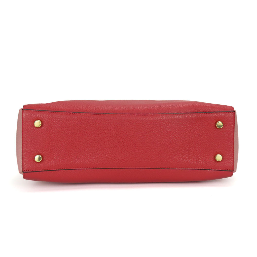 COACH Handbag F84428 leather Red Signature Women Used Authentic