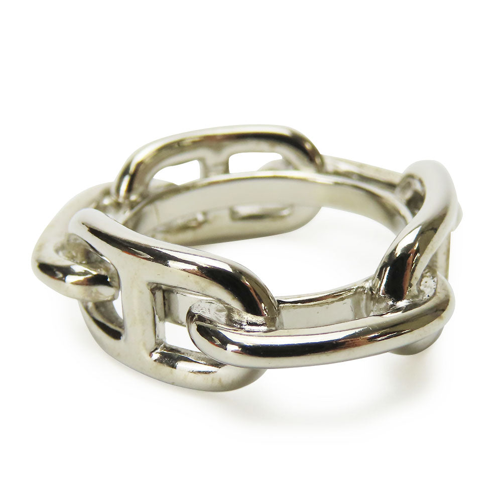 HERMES Scarf ring metal Silver Chene Dunkle Women Used Authentic