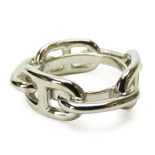 HERMES Scarf ring metal Silver Chene Dunkle Women Used Authentic