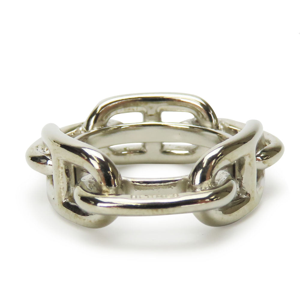 HERMES Scarf ring metal Silver Chene Dunkle Women Used Authentic