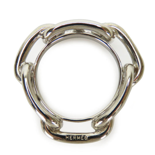 HERMES Scarf ring metal Silver Chene Dunkle Women Used Authentic