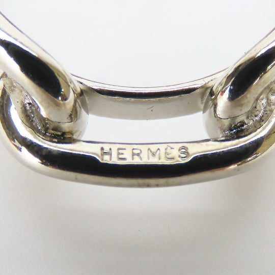 HERMES Scarf ring metal Silver Chene Dunkle Women Used Authentic