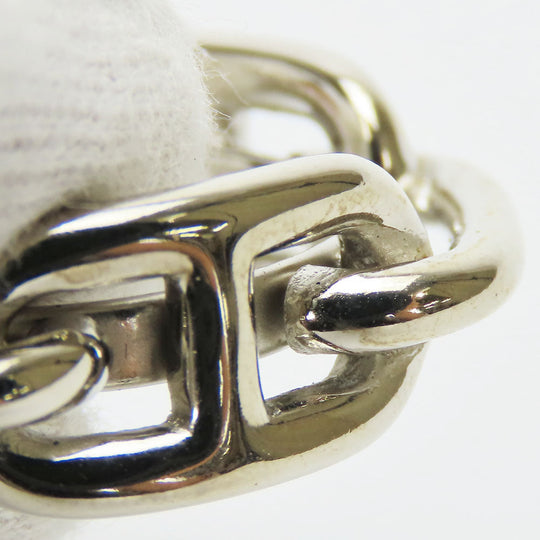 HERMES Scarf ring metal Silver Chene Dunkle Women Used Authentic