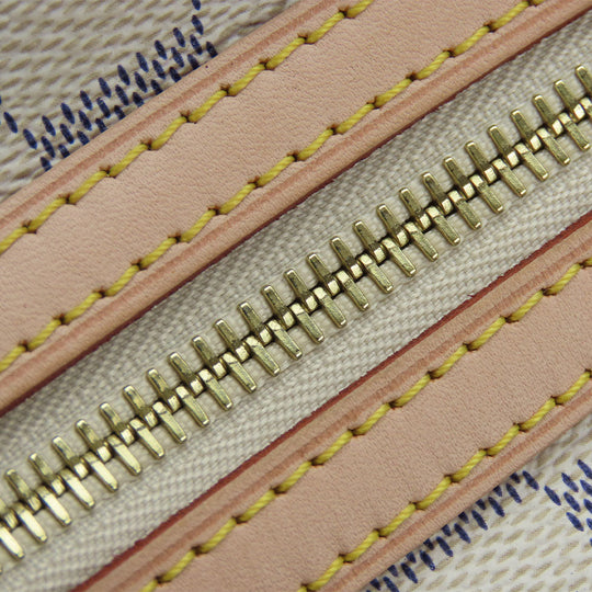 LOUIS VUITTON Tote Bag N42220 Damier Azur, Tanned Leather white Stresa PM Women Used Authentic