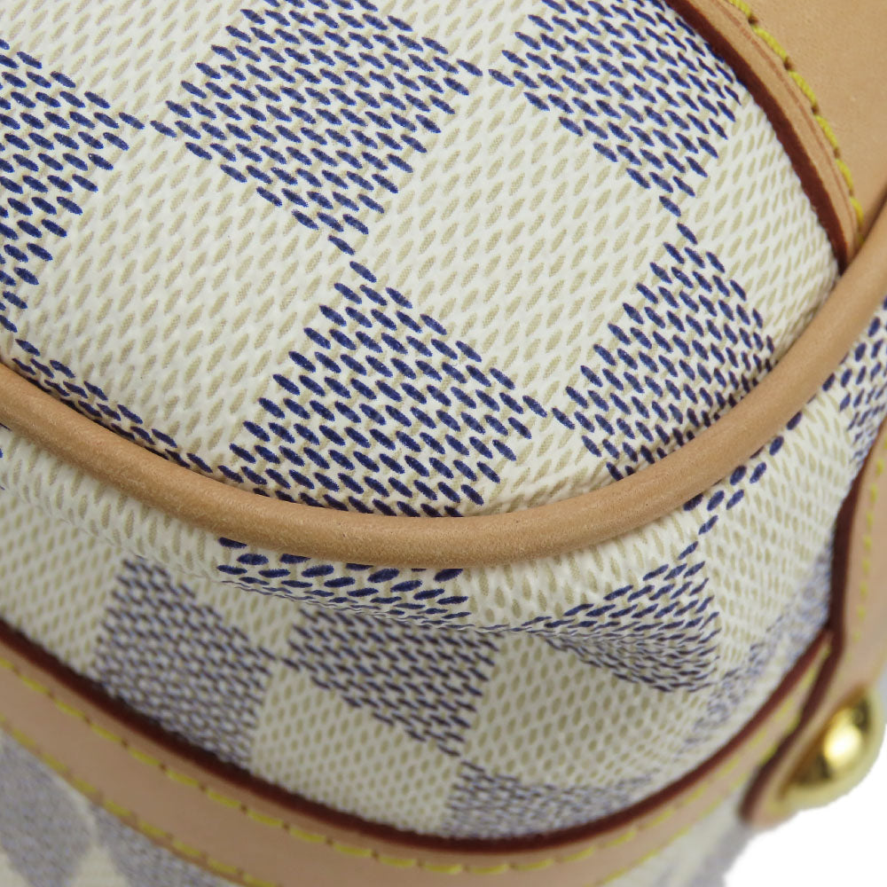 LOUIS VUITTON Tote Bag N42220 Damier Azur, Tanned Leather white Stresa PM Women Used Authentic