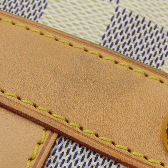 LOUIS VUITTON Tote Bag N42220 Damier Azur, Tanned Leather white Stresa PM Women Used Authentic