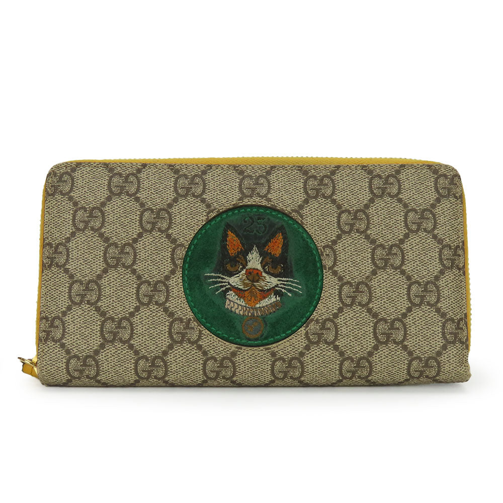 GUCCI Long Wallet Purse 506279 GG Supreme Canvas beige Women Used Authentic