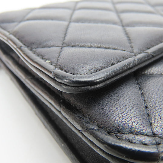 CHANEL Shoulder Bag lambskin black Matrasse Chain wallet Women Used Authentic