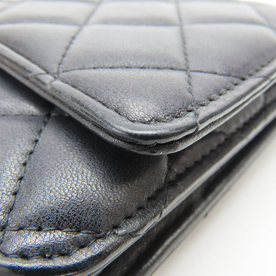 CHANEL Shoulder Bag lambskin black Matrasse Chain wallet Women Used Authentic