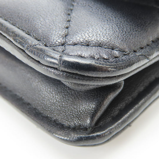 CHANEL Shoulder Bag lambskin black Matrasse Chain wallet Women Used Authentic