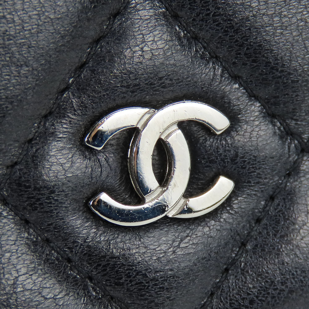CHANEL Shoulder Bag lambskin black Matrasse Chain wallet Women Used Authentic
