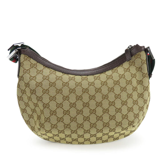 GUCCI Shoulder Bag 182092 GG canvas, leather beige Sherry line Women Used Authentic