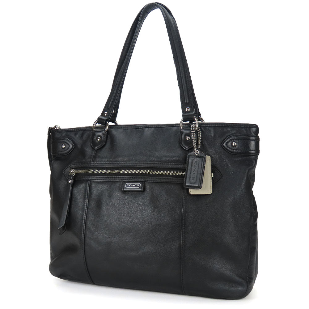 COACH Tote Bag F23973 leather black Women Used Authentic