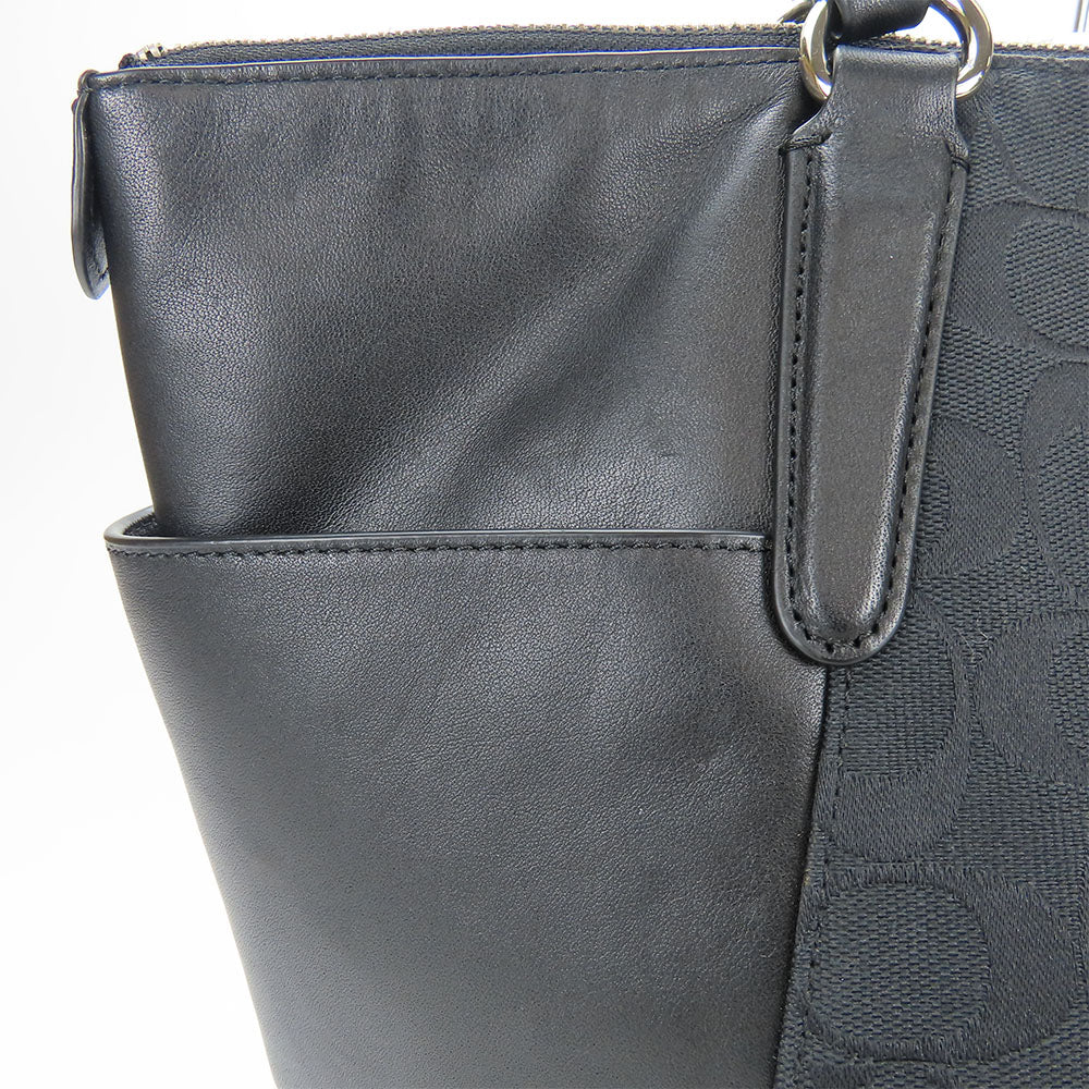 COACH Tote Bag F37231 leather black Signature