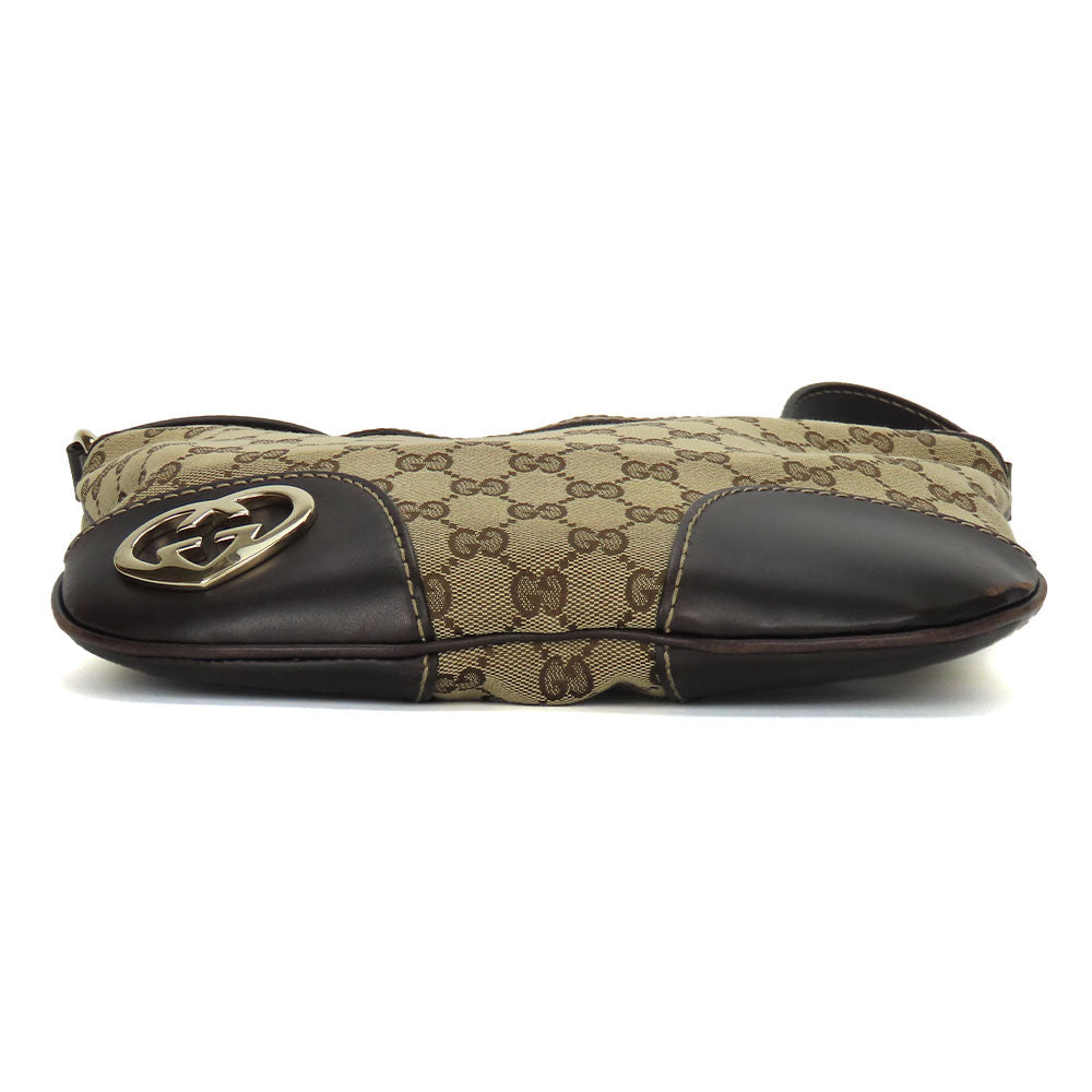 GUCCI Shoulder Bag 257072 GG canvas, leather beige Lovely heart Women Used Authentic