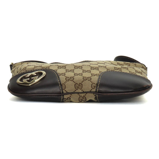GUCCI Shoulder Bag 257072 GG canvas, leather beige Lovely heart Women Used Authentic