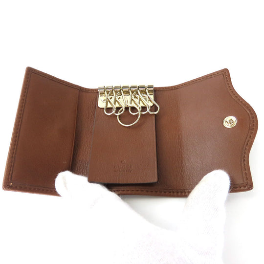 GUCCI Key case Key holder  282432 GG Canvas, Calfskin beige Interlocking Women Used Authentic