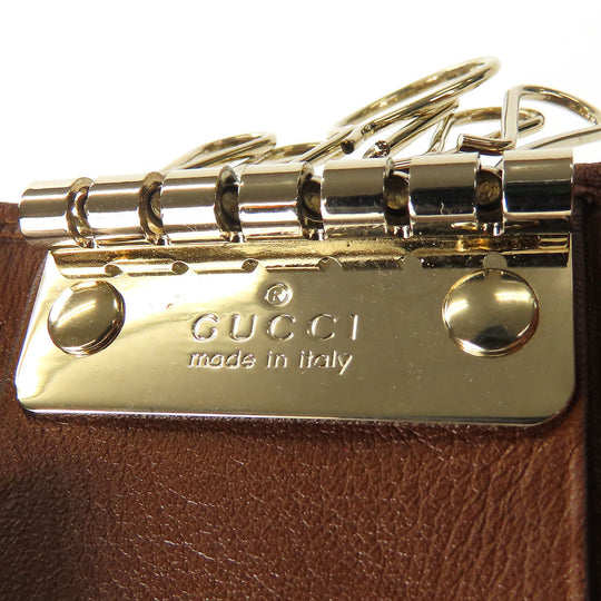 GUCCI Key case Key holder  282432 GG Canvas, Calfskin beige Interlocking Women Used Authentic