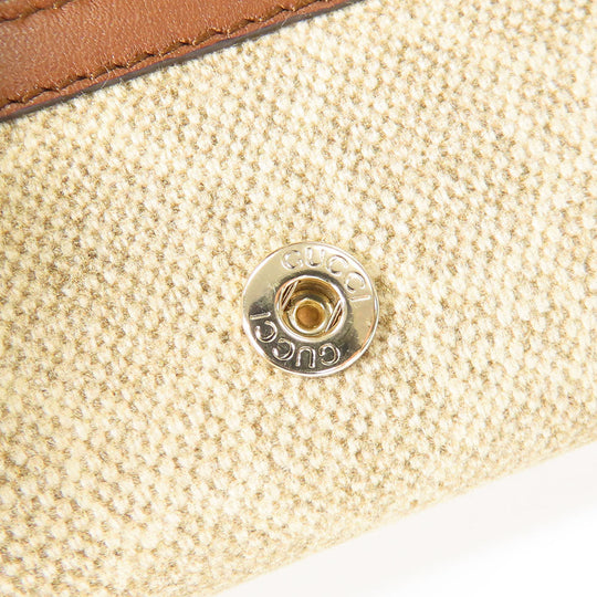 GUCCI Key case Key holder  282432 GG Canvas, Calfskin beige Interlocking Women Used Authentic