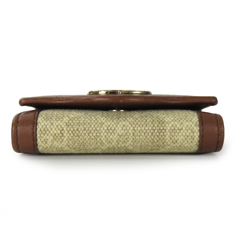GUCCI Key case Key holder  282432 GG Canvas, Calfskin beige Interlocking Women Used Authentic