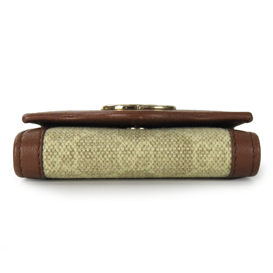 GUCCI Key case Key holder  282432 GG Canvas, Calfskin beige Interlocking Women Used Authentic
