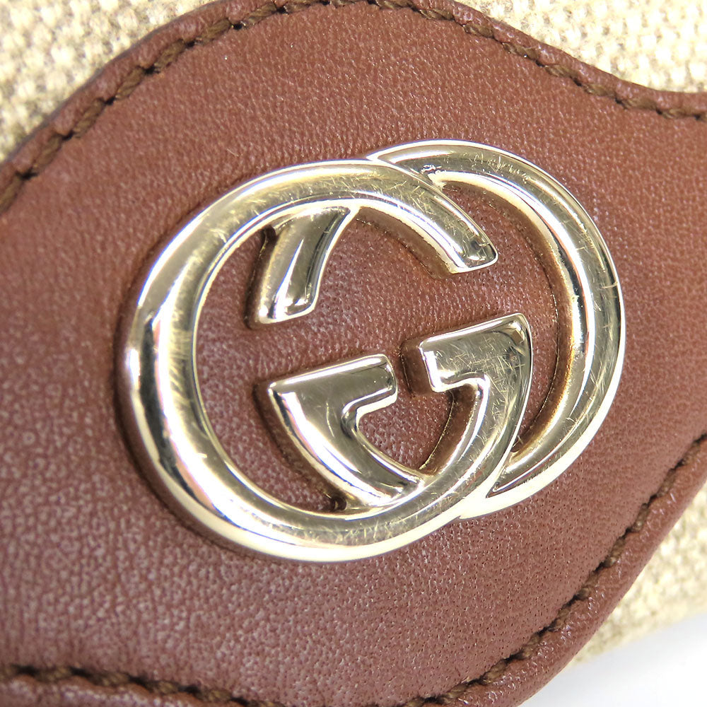 GUCCI Key case Key holder  282432 GG Canvas, Calfskin beige Interlocking Women Used Authentic