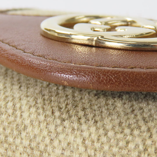 GUCCI Key case Key holder  282432 GG Canvas, Calfskin beige Interlocking Women Used Authentic