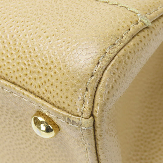 CHANEL Shoulder Bag Caviar skin beige Women Used Authentic