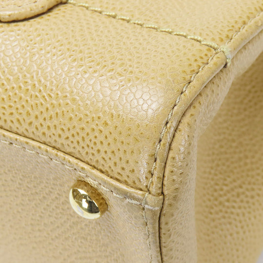 CHANEL Shoulder Bag Caviar skin beige Women Used Authentic