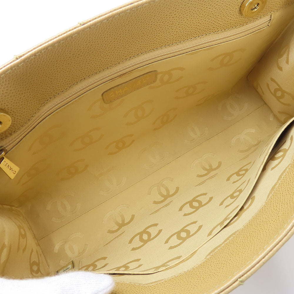 CHANEL Shoulder Bag Caviar skin beige Women Used Authentic