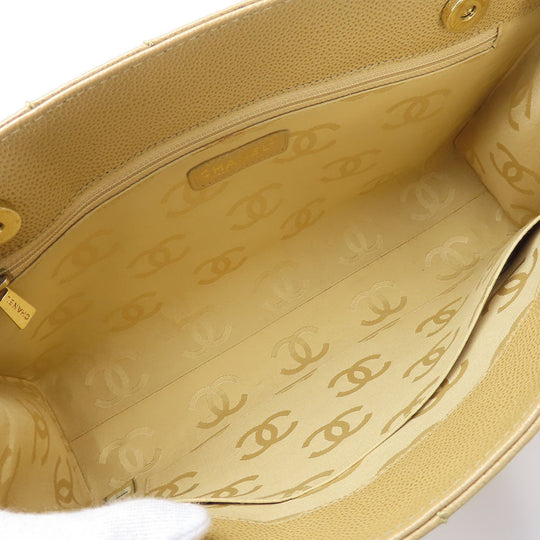 CHANEL Shoulder Bag Caviar skin beige Women Used Authentic