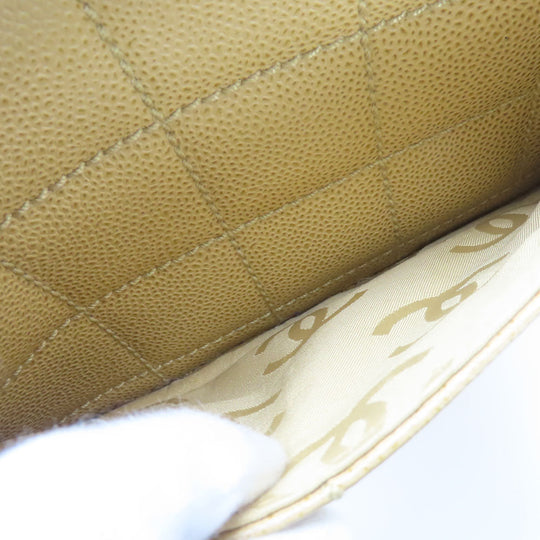 CHANEL Shoulder Bag Caviar skin beige Women Used Authentic
