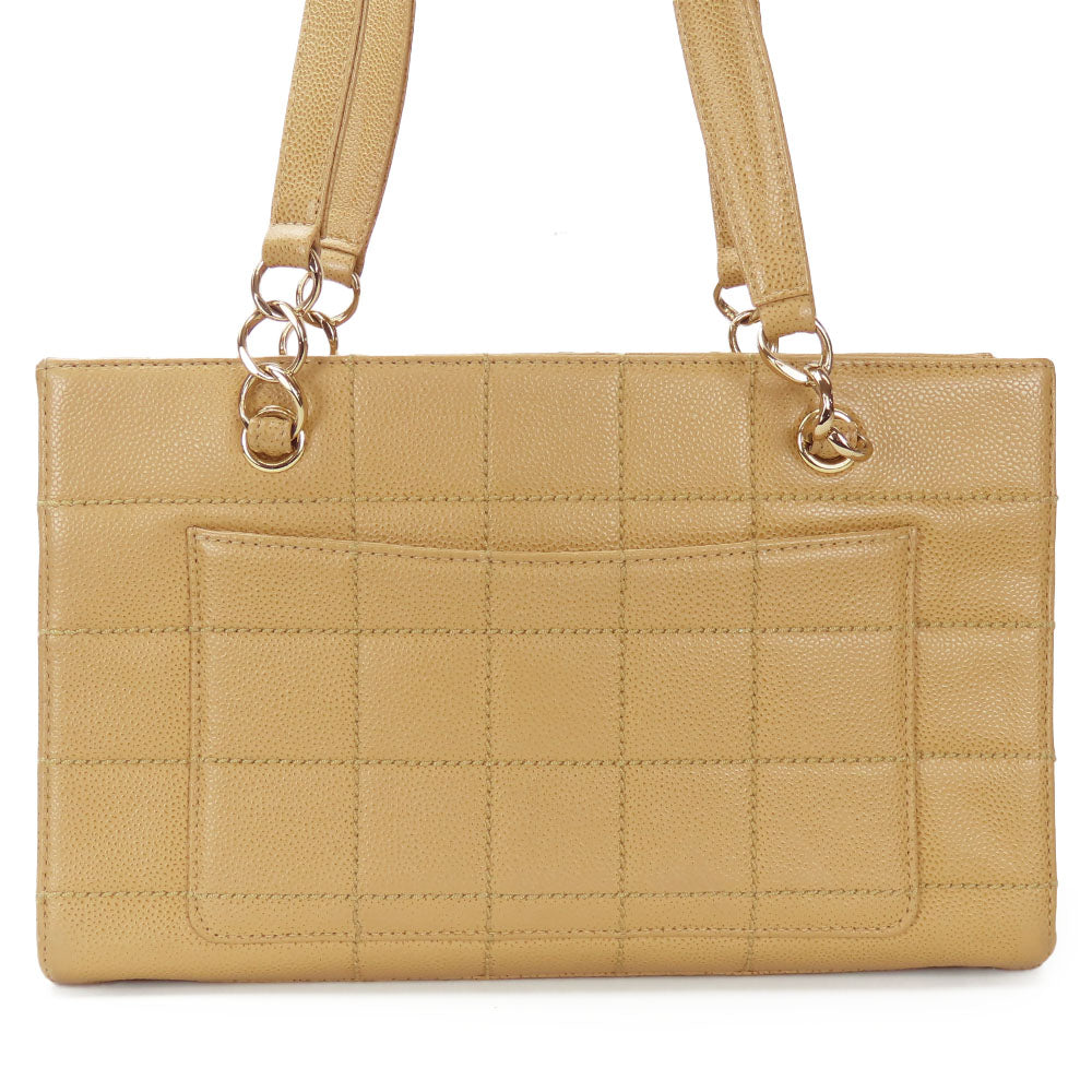 CHANEL Shoulder Bag Caviar skin beige Women Used Authentic