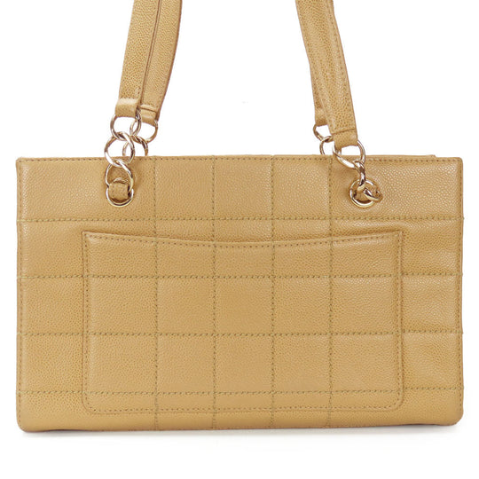 CHANEL Shoulder Bag Caviar skin beige Women Used Authentic