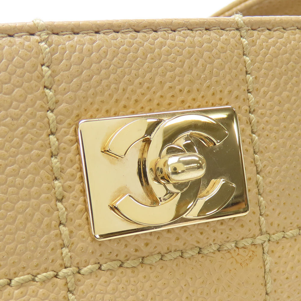 CHANEL Shoulder Bag Caviar skin beige Women Used Authentic