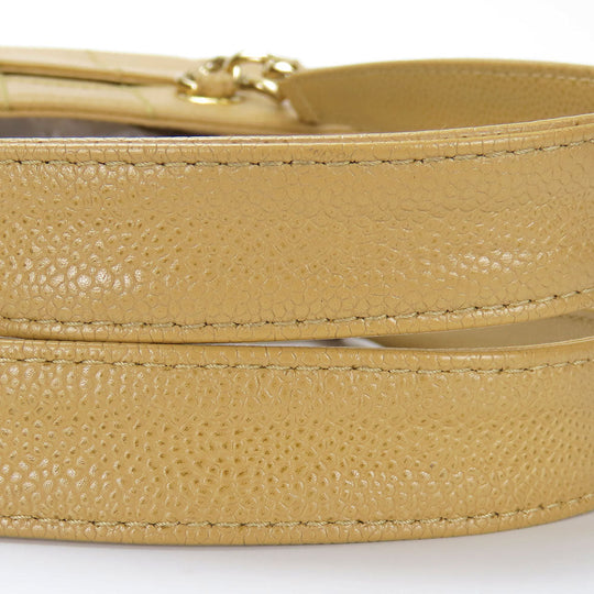 CHANEL Shoulder Bag Caviar skin beige Women Used Authentic