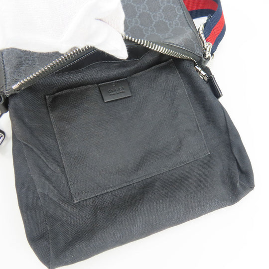 GUCCI Shoulder Bag 523599 GG Supreme canvas, leather black Small messenger bag mens Used Authentic