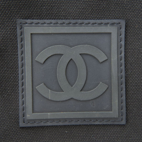CHANEL Shoulder Bag canvas black Women Used Authentic