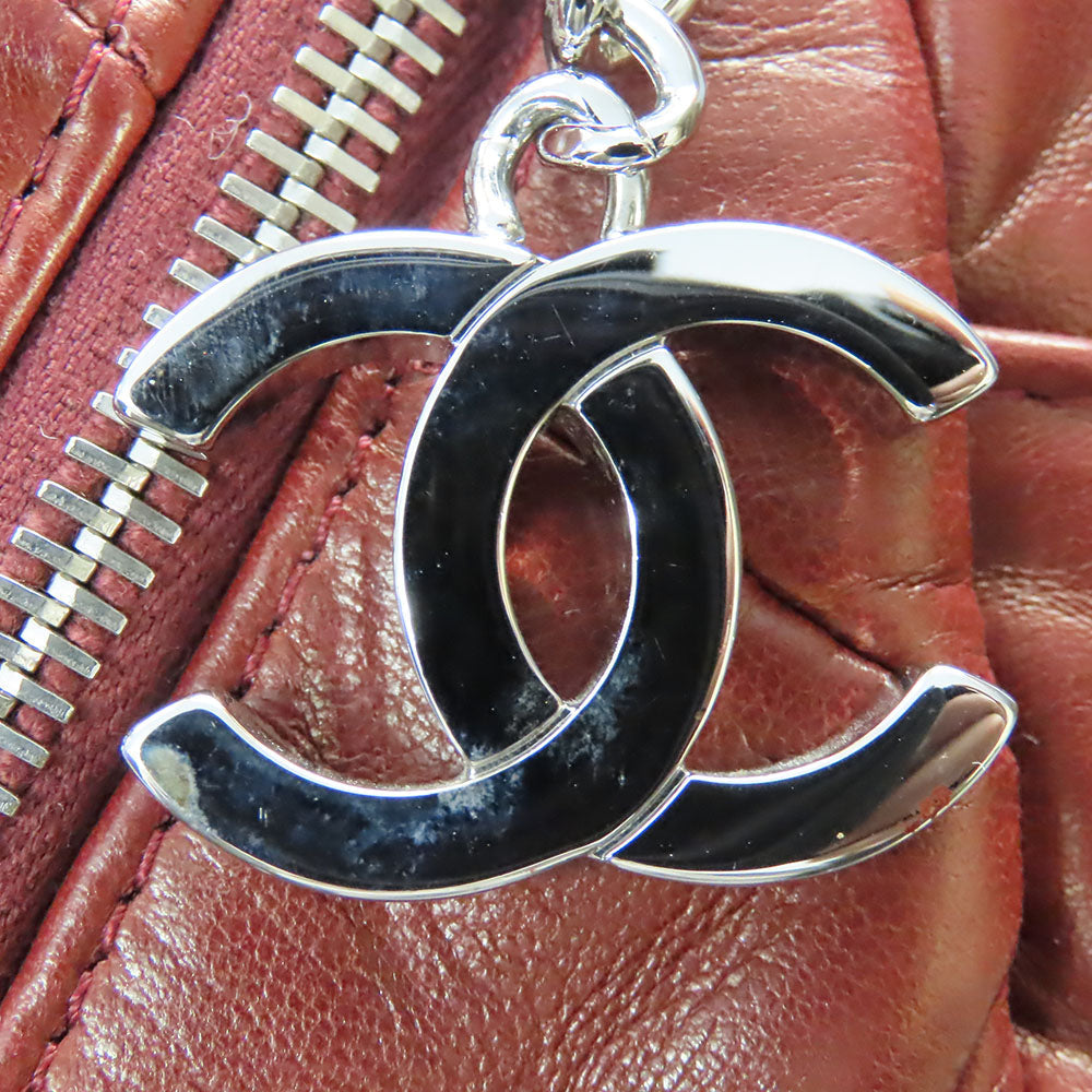 CHANEL Shoulder Bag lambskin Bordeaux quilting Women Used Authentic