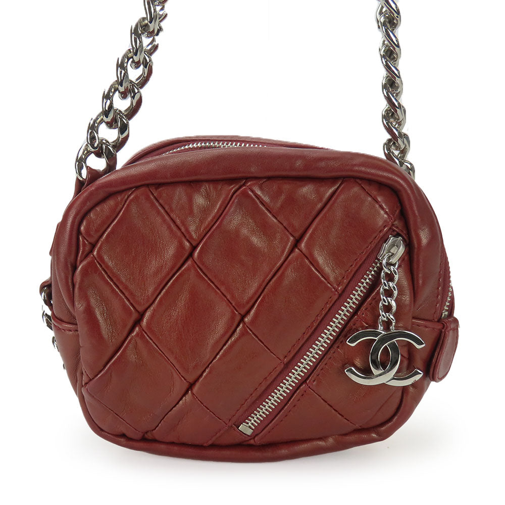 CHANEL Shoulder Bag lambskin Bordeaux quilting Women Used Authentic