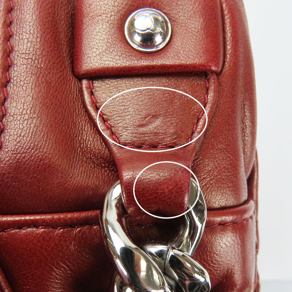 CHANEL Shoulder Bag lambskin Bordeaux quilting Women Used Authentic