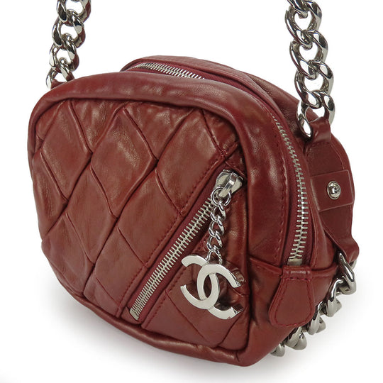 CHANEL Shoulder Bag lambskin Bordeaux quilting Women Used Authentic