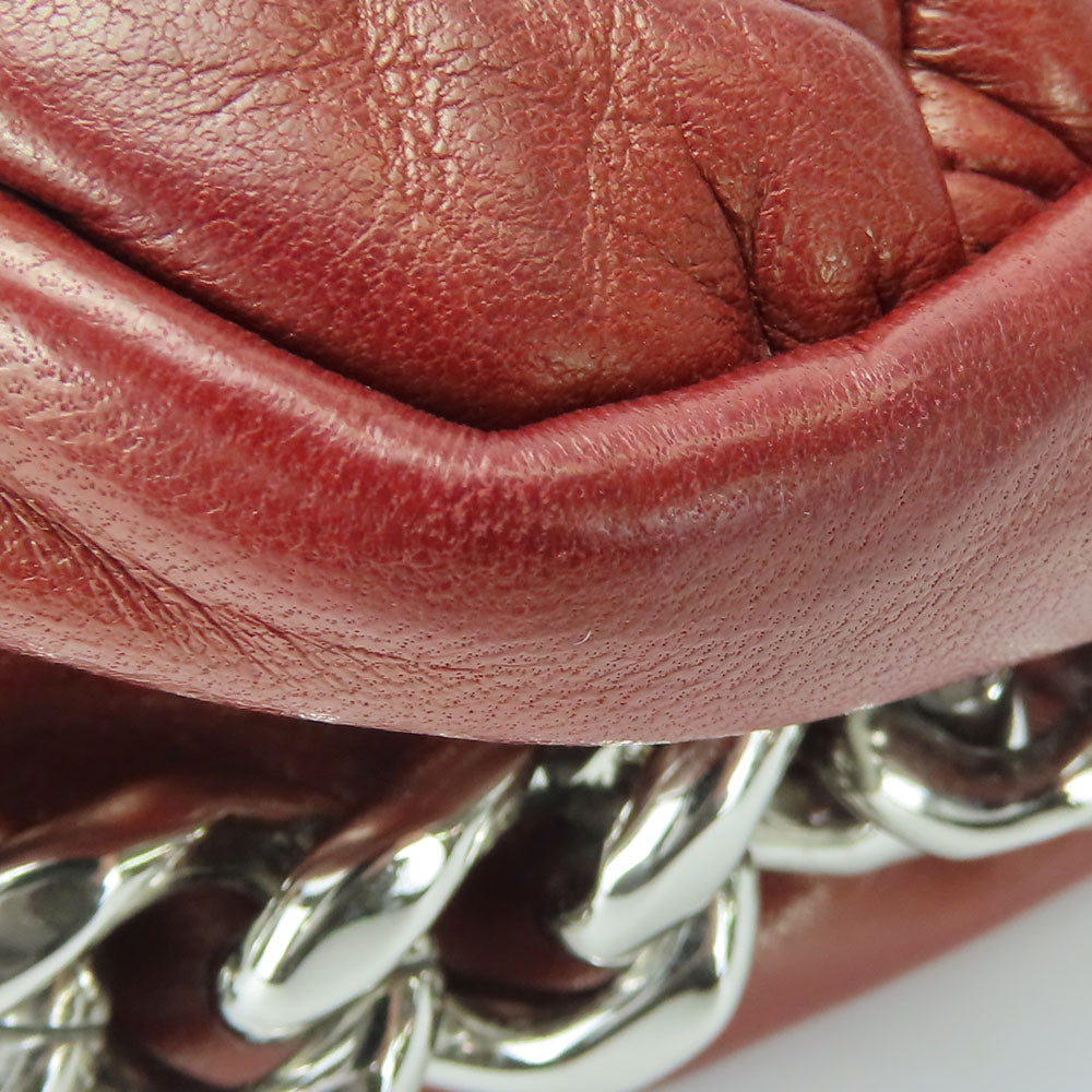 CHANEL Shoulder Bag lambskin Bordeaux quilting Women Used Authentic